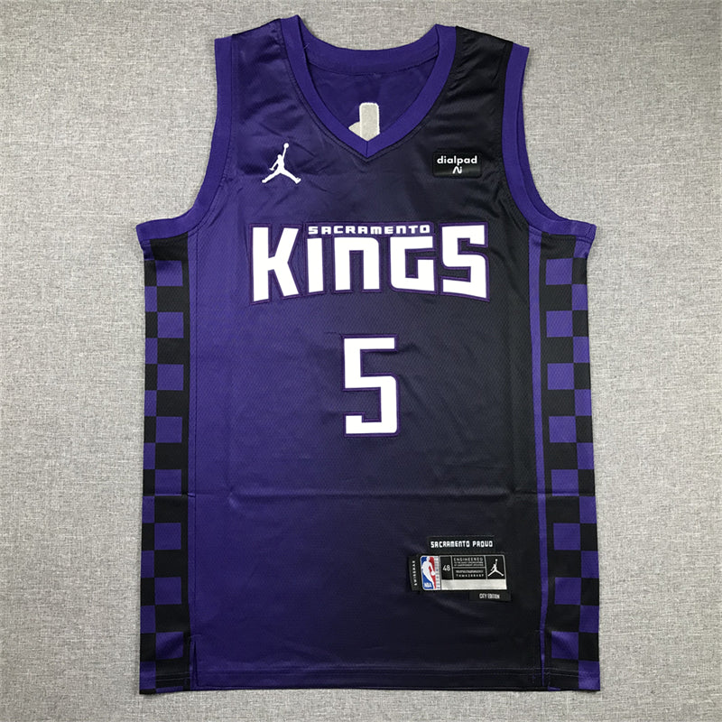 Men's Sacramento Kings De'Aaron Fox #5 Purple Swingman Jerseys - Statement Edition