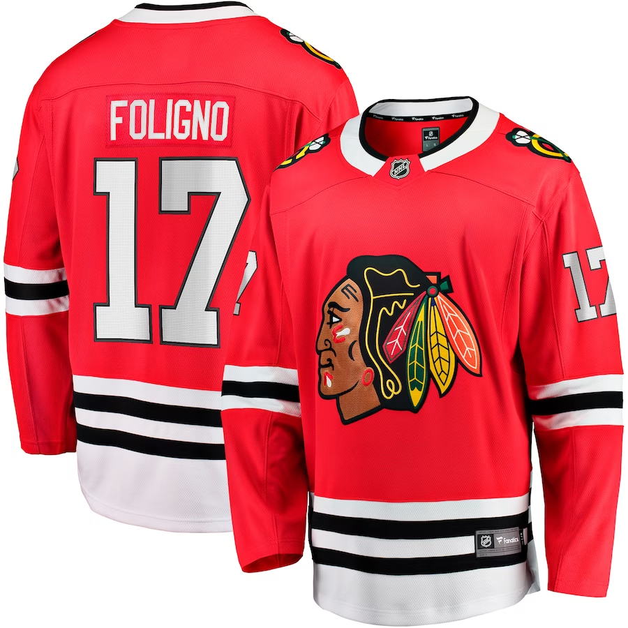 Men's Chicago Blackhawks Nick Foligno #17 Red Home Breakaway Jerseys