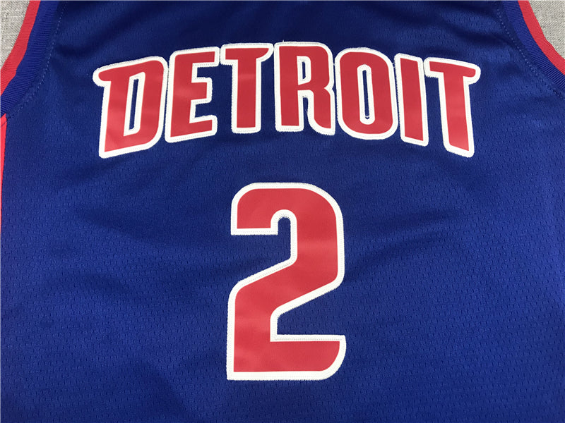 Men's Detroit Pistons Cade Cunningham #2 Blue 2021 Fast Break Replica Jerseys