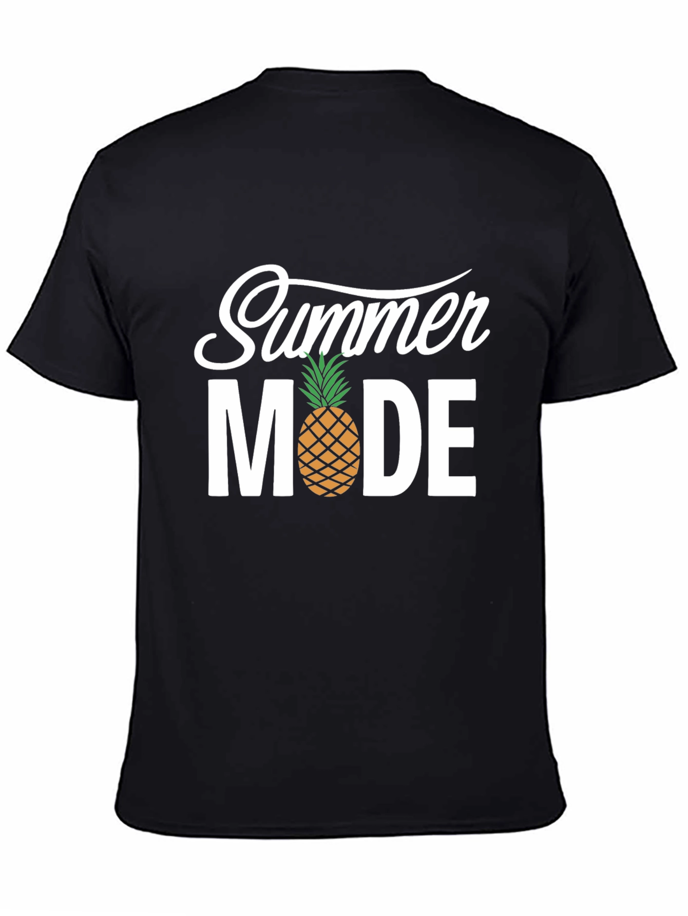 Summer Mode Black T-Shirt with Pineapple Accent