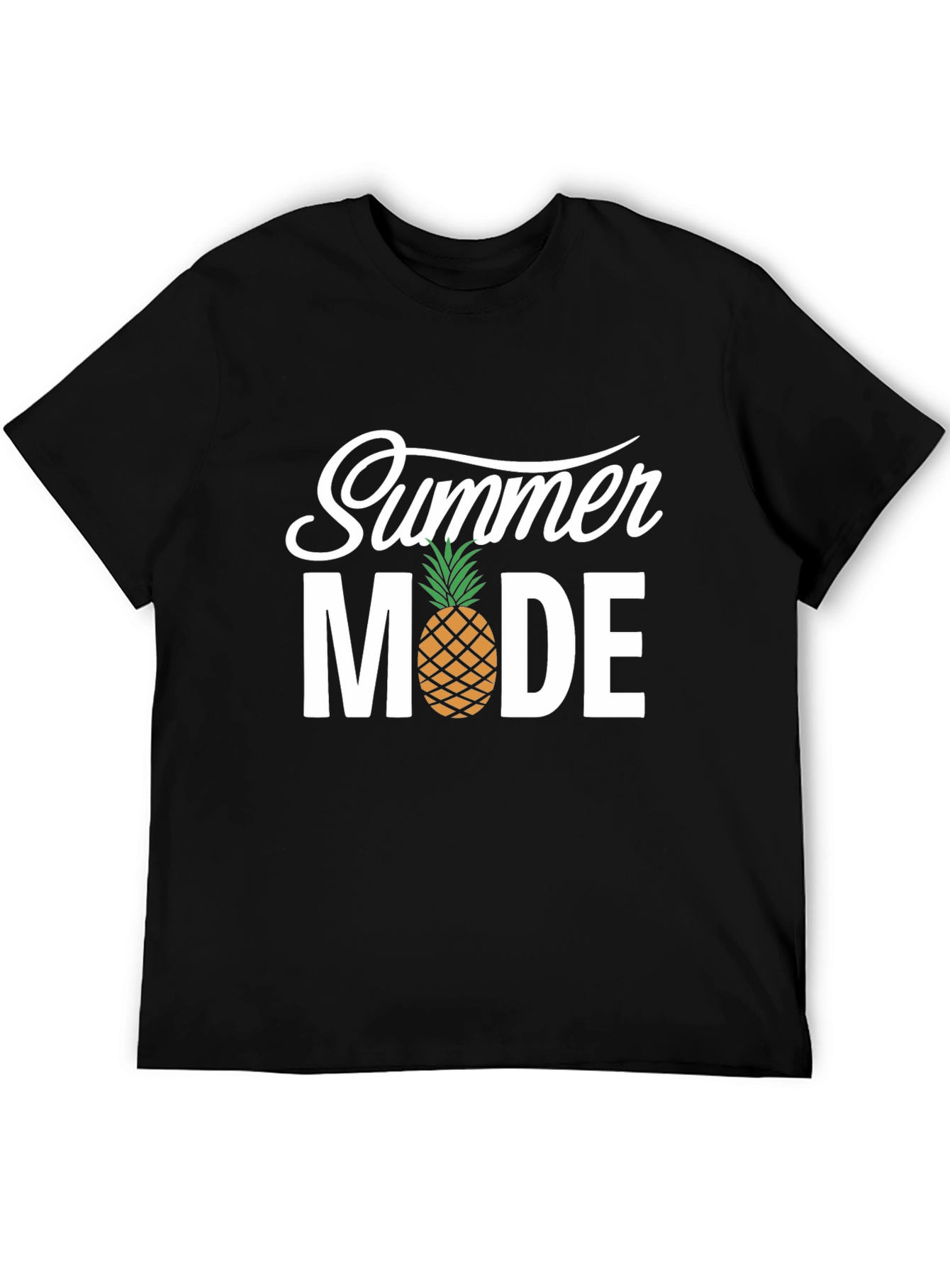 Summer Mode Black T-Shirt with Pineapple Accent