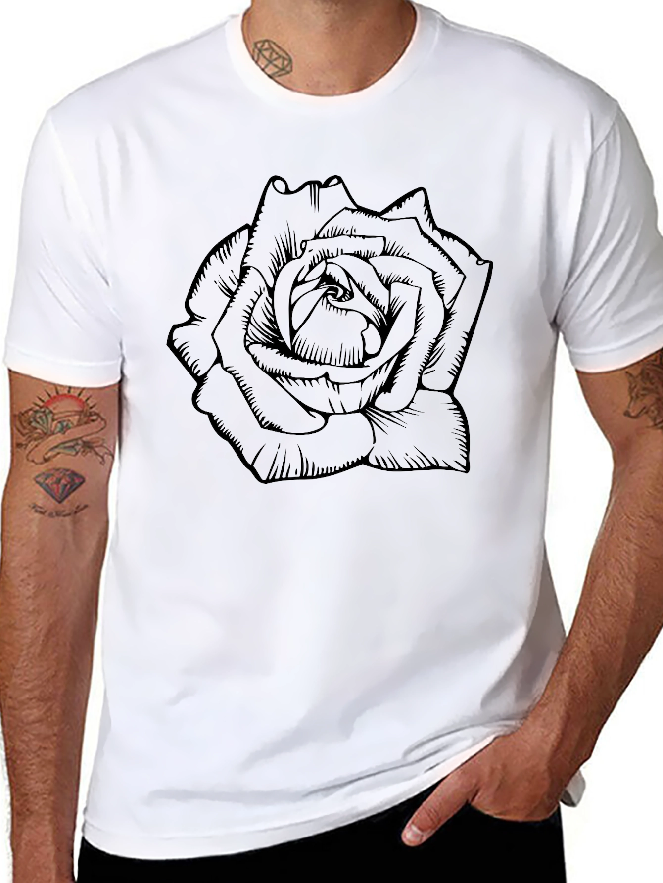 Black Rose Graphic Tee - Stylish Mens T-Shirt