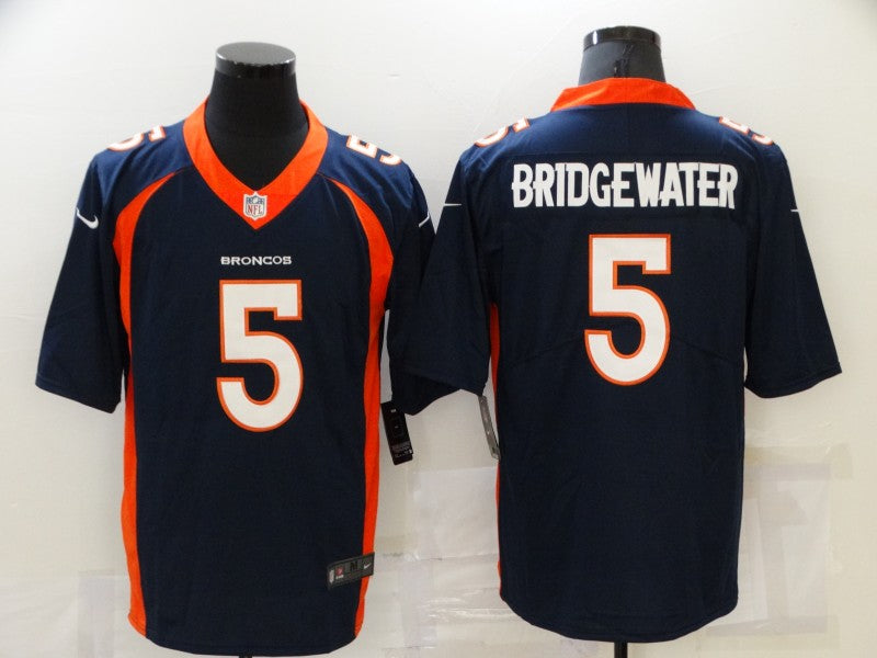 Men's Denver Broncos Teddy Bridgewater #5 Navy Game Jerseys