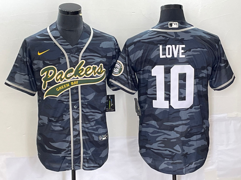 Men's Green Bay Packers Jordan Love #10 Grey Camouflage Game Jerseys Joint Edition