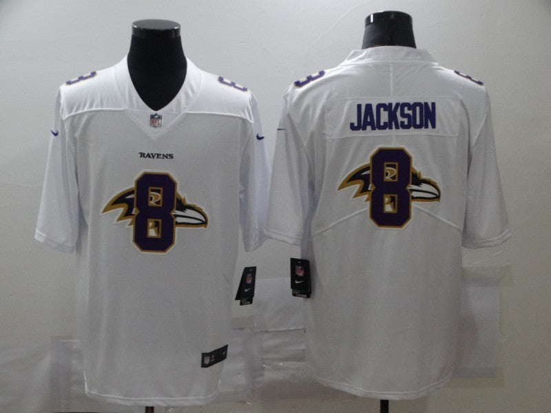 Men's Baltimore Ravens Lamar Jackson #8 White Alternate Game Jerseys