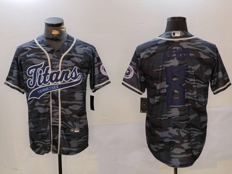 Men's Tennessee Titans Will Levis #8 Grey Camouflage Player Jerseys