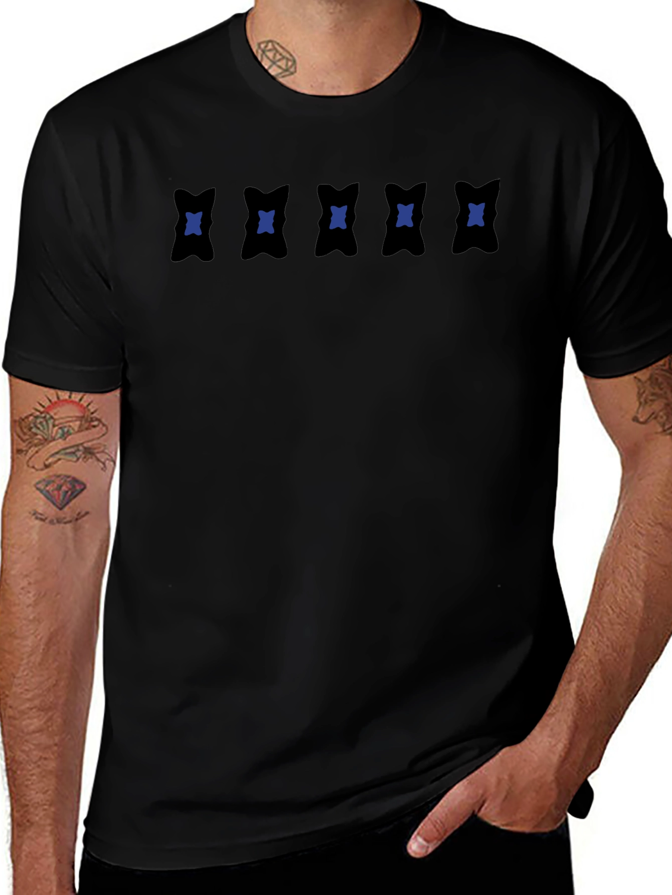 Black Graphic Tee - Abstract Pattern