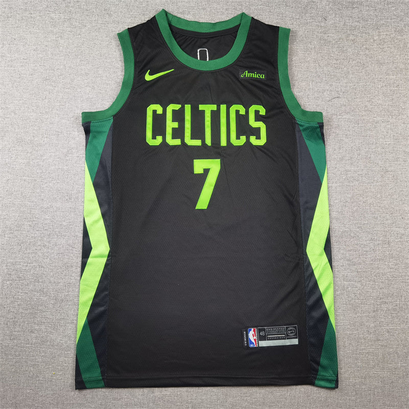Men's Boston Celtics Jaylen Brown #7 Black 2024/25 Swingman Player Jerseys - City Edition