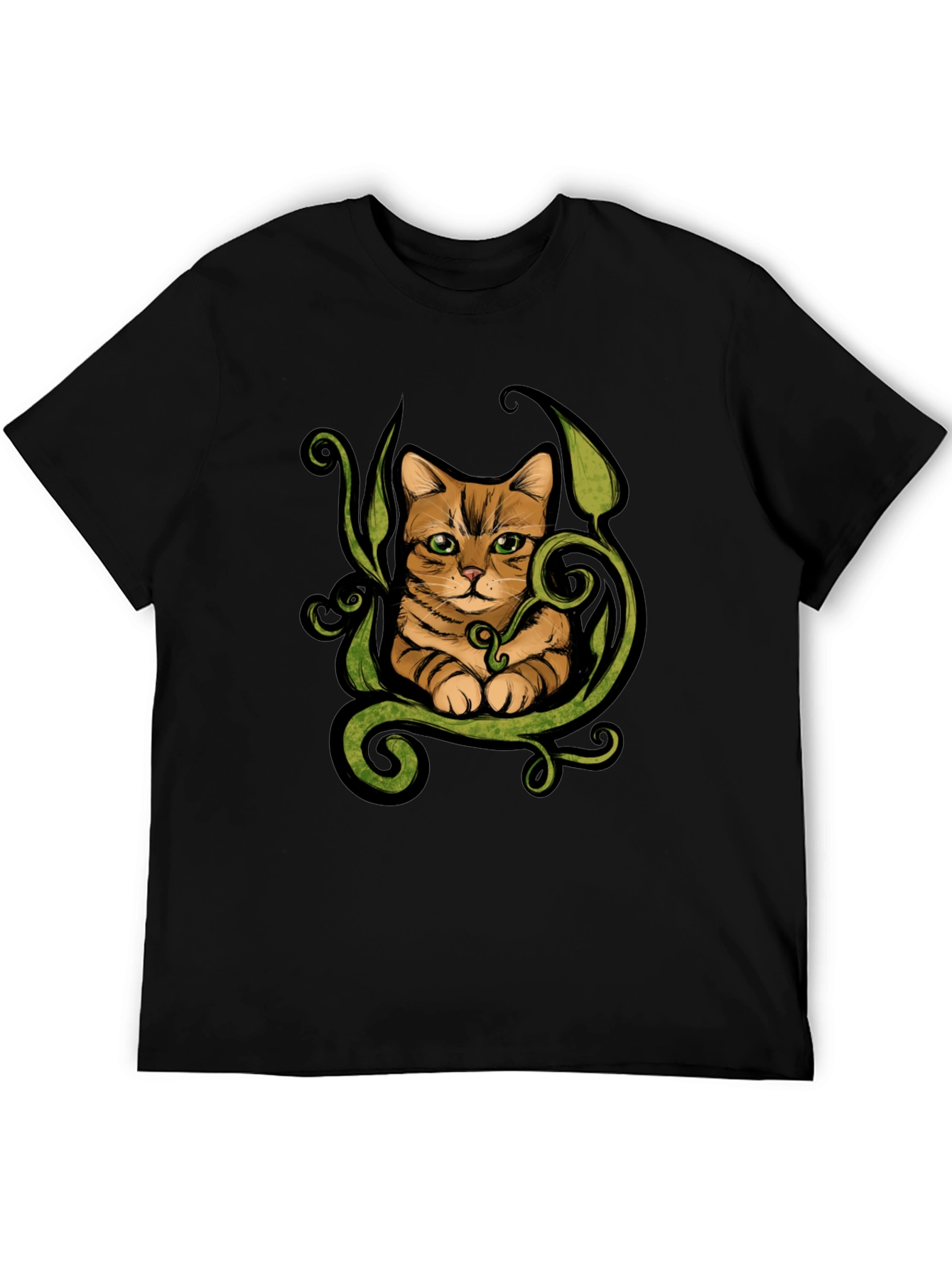 Cat & Vines Graphic T-Shirt - Artistic Style