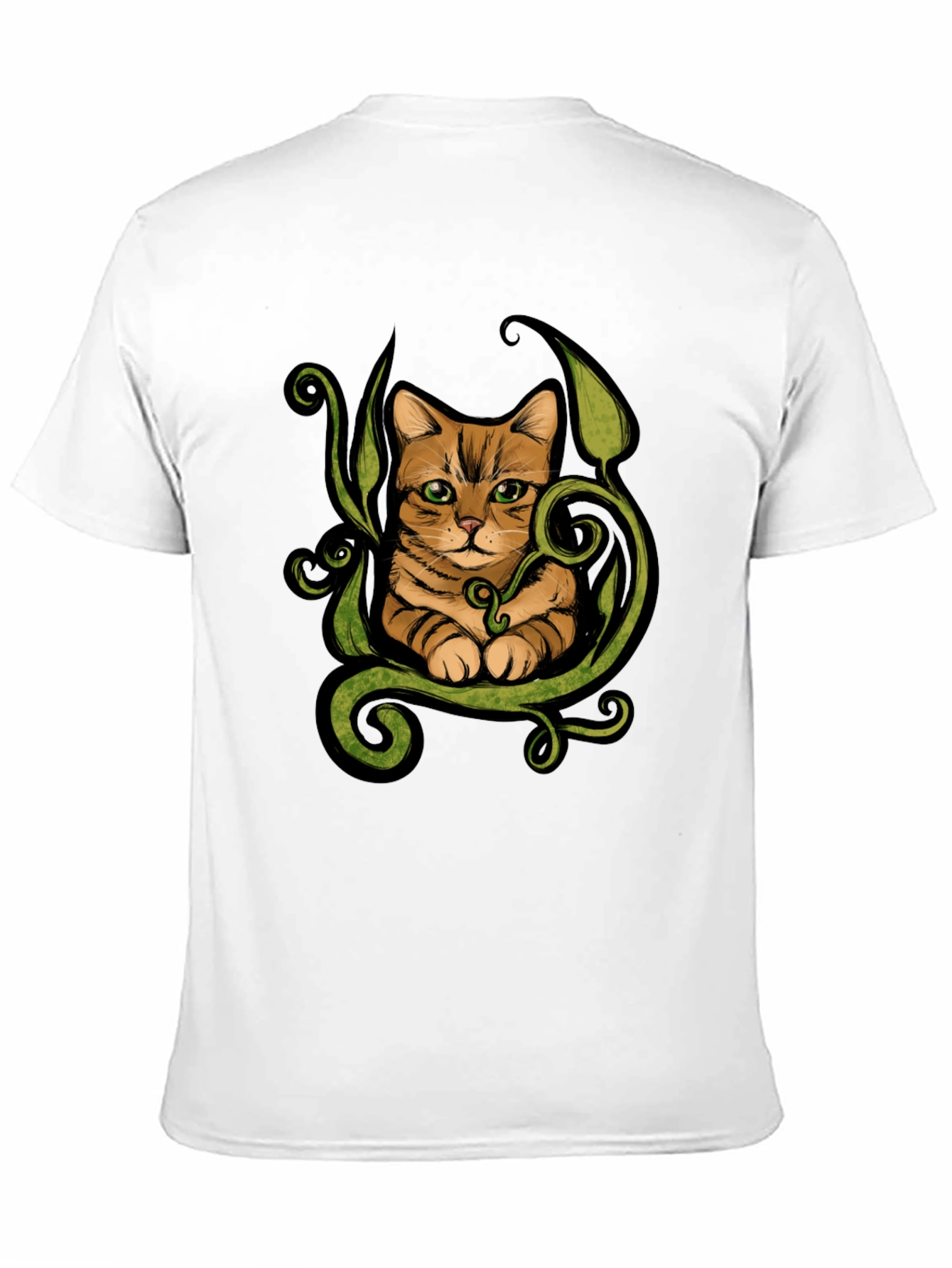 Cat & Vines Graphic T-Shirt - Artistic Style
