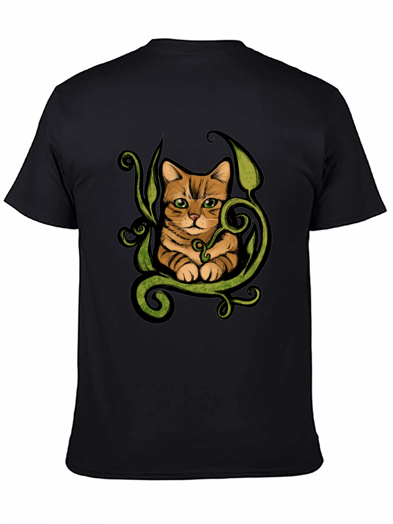 Cat & Vines Graphic T-Shirt - Artistic Style