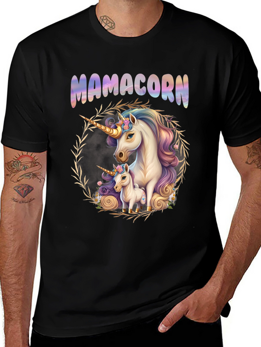 Mamcorn Unicorn Graphic Tee - Black Cotton Shirt