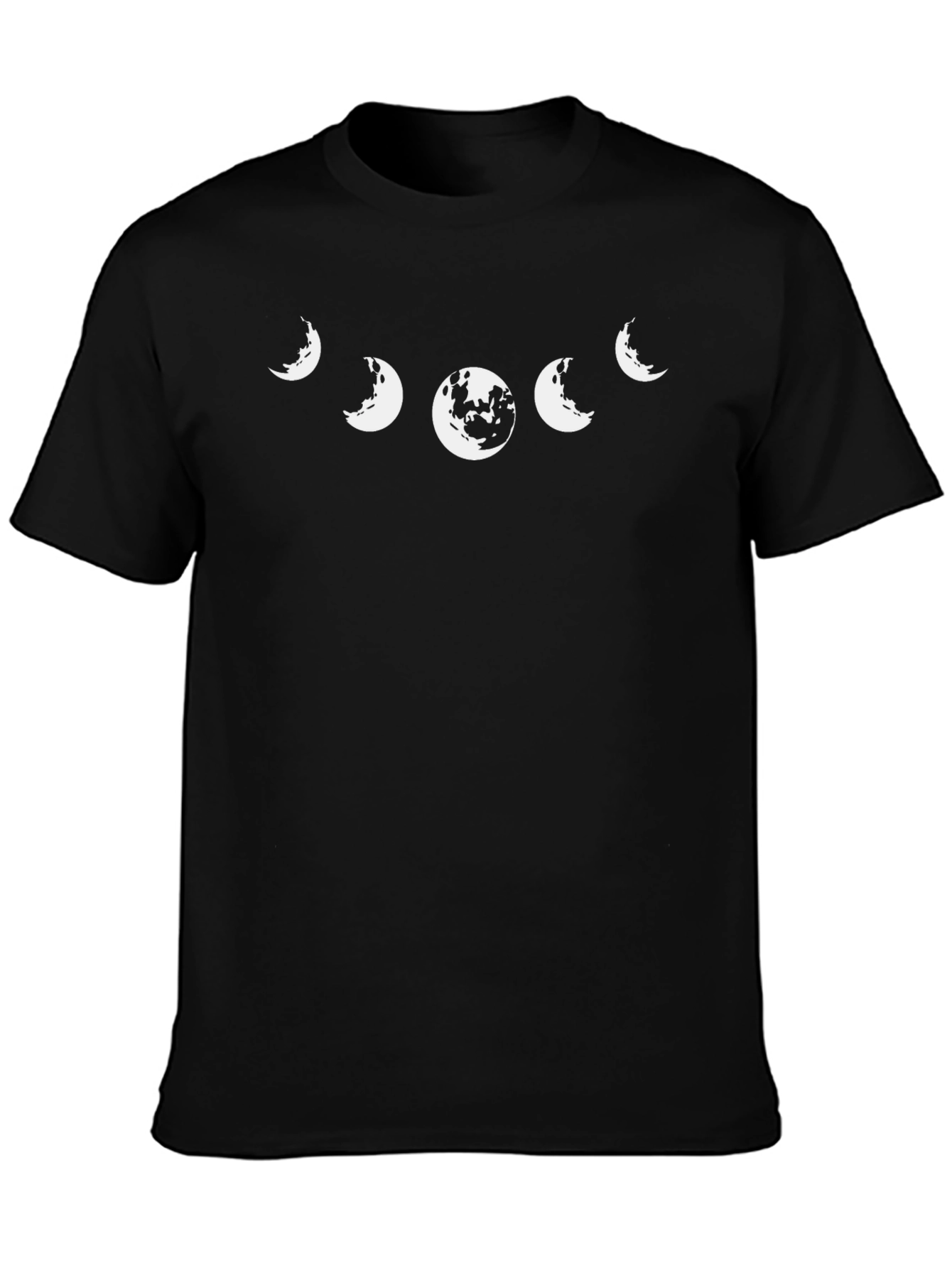 Moon Phases Graphic Print Black T-Shirt