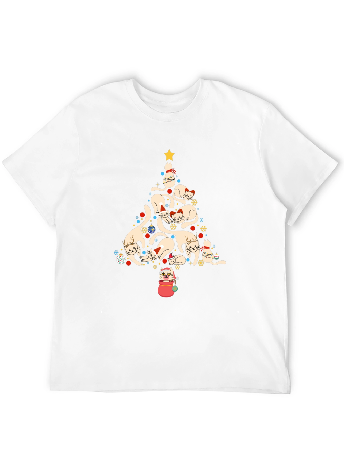 Festive Cat Christmas Tree Graphic Tee