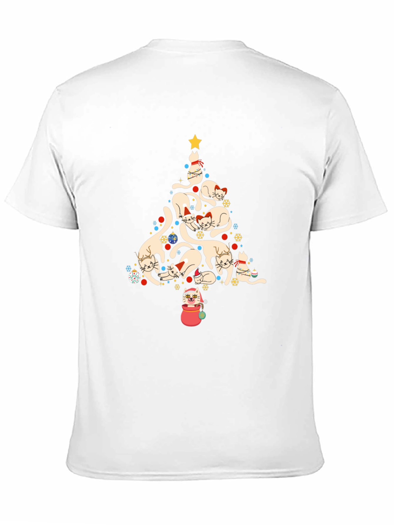 Festive Cat Christmas Tree Graphic Tee