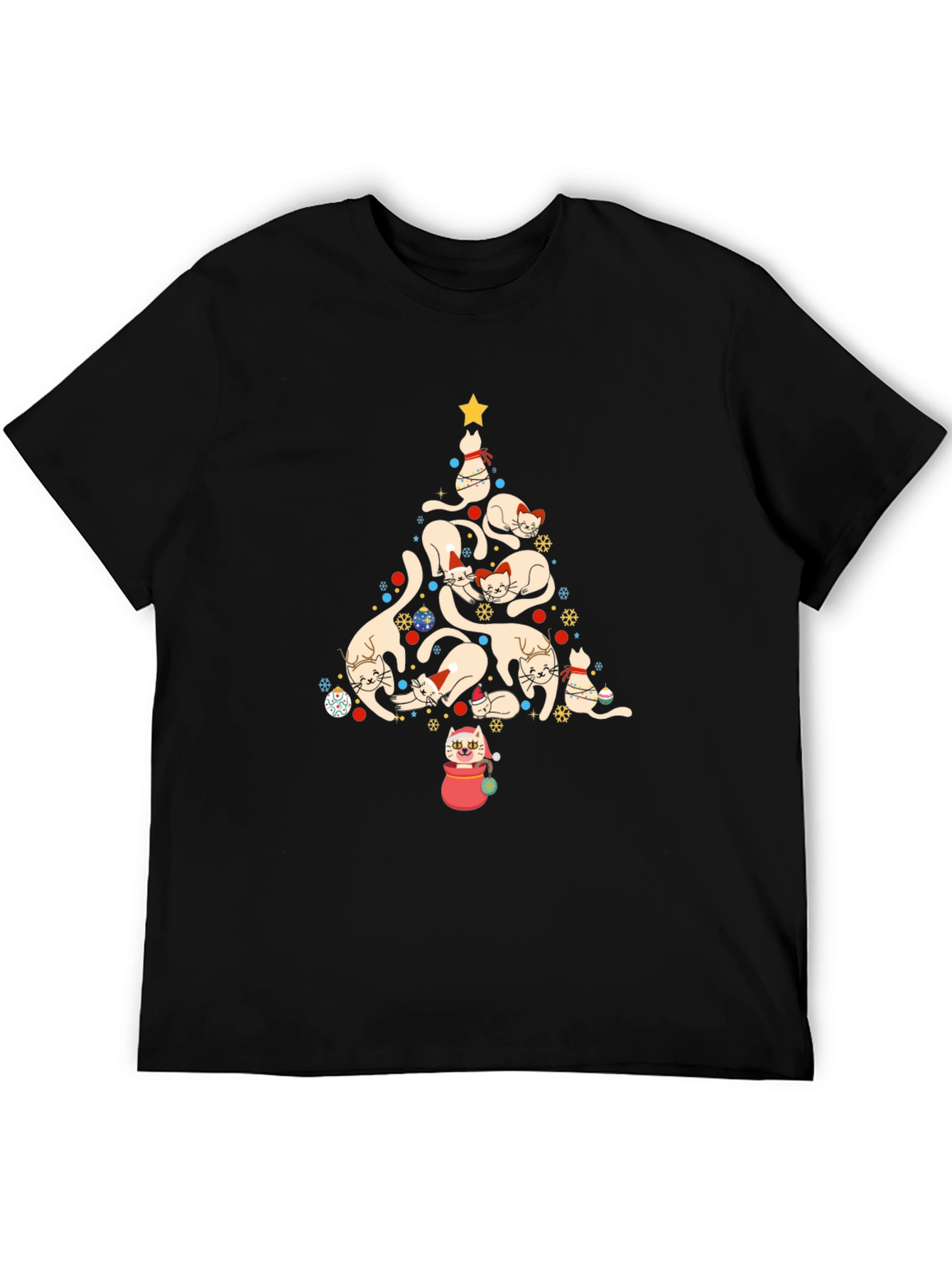 Festive Cat Christmas Tree Graphic Tee