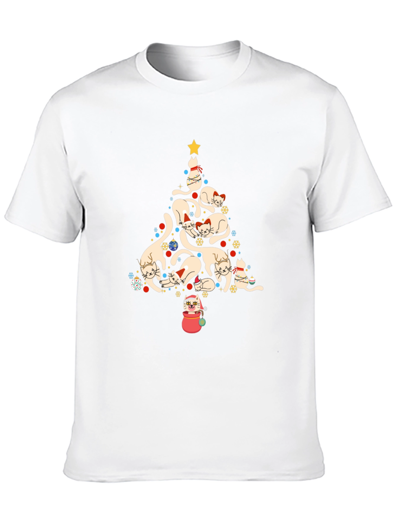 Festive Cat Christmas Tree Graphic Tee