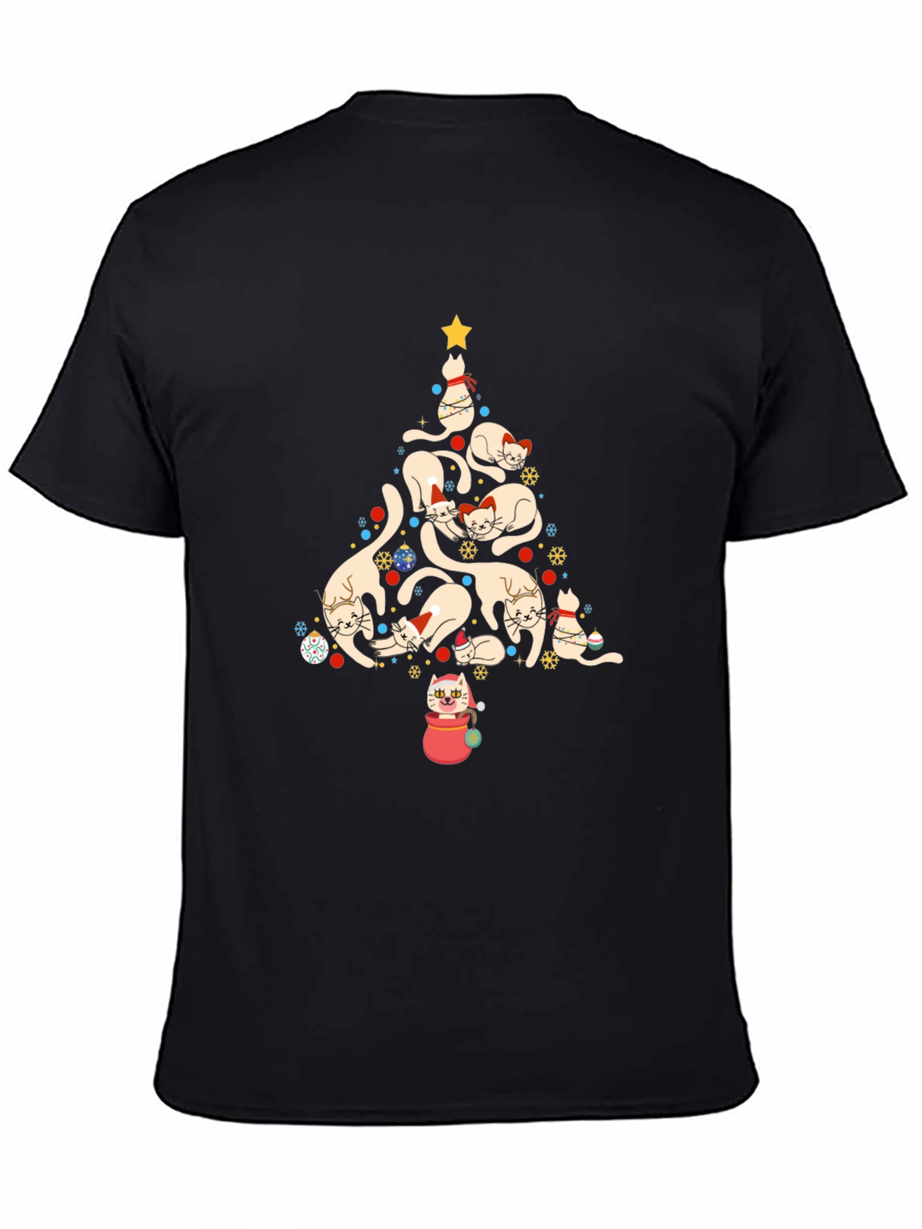 Festive Cat Christmas Tree Graphic Tee