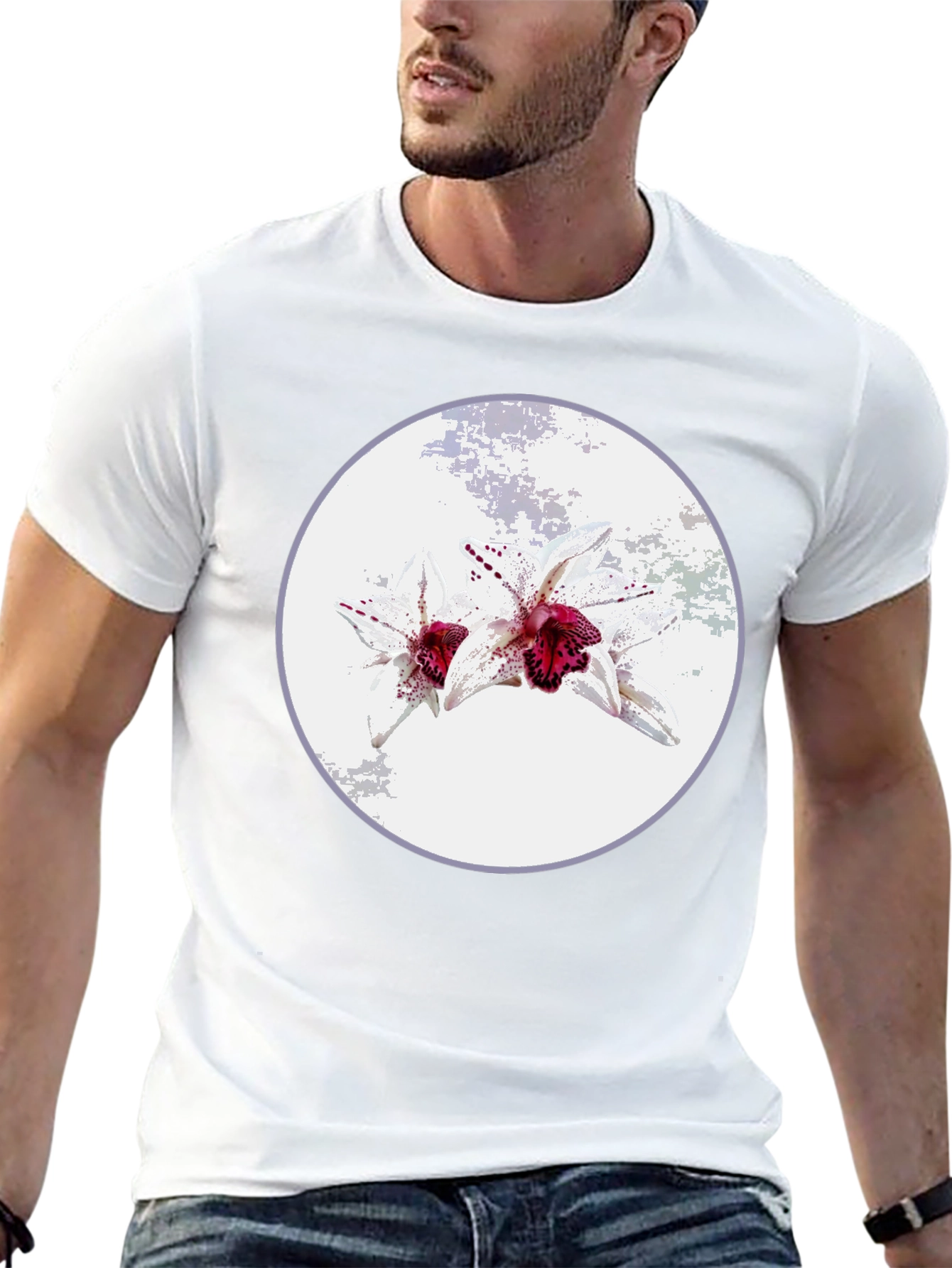 Floral Graphic Tee - Unique Orchid Design