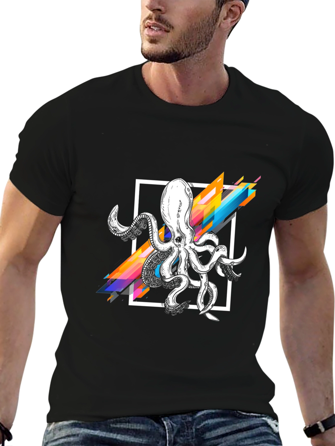 Geometric Octopus Graphic T-Shirt