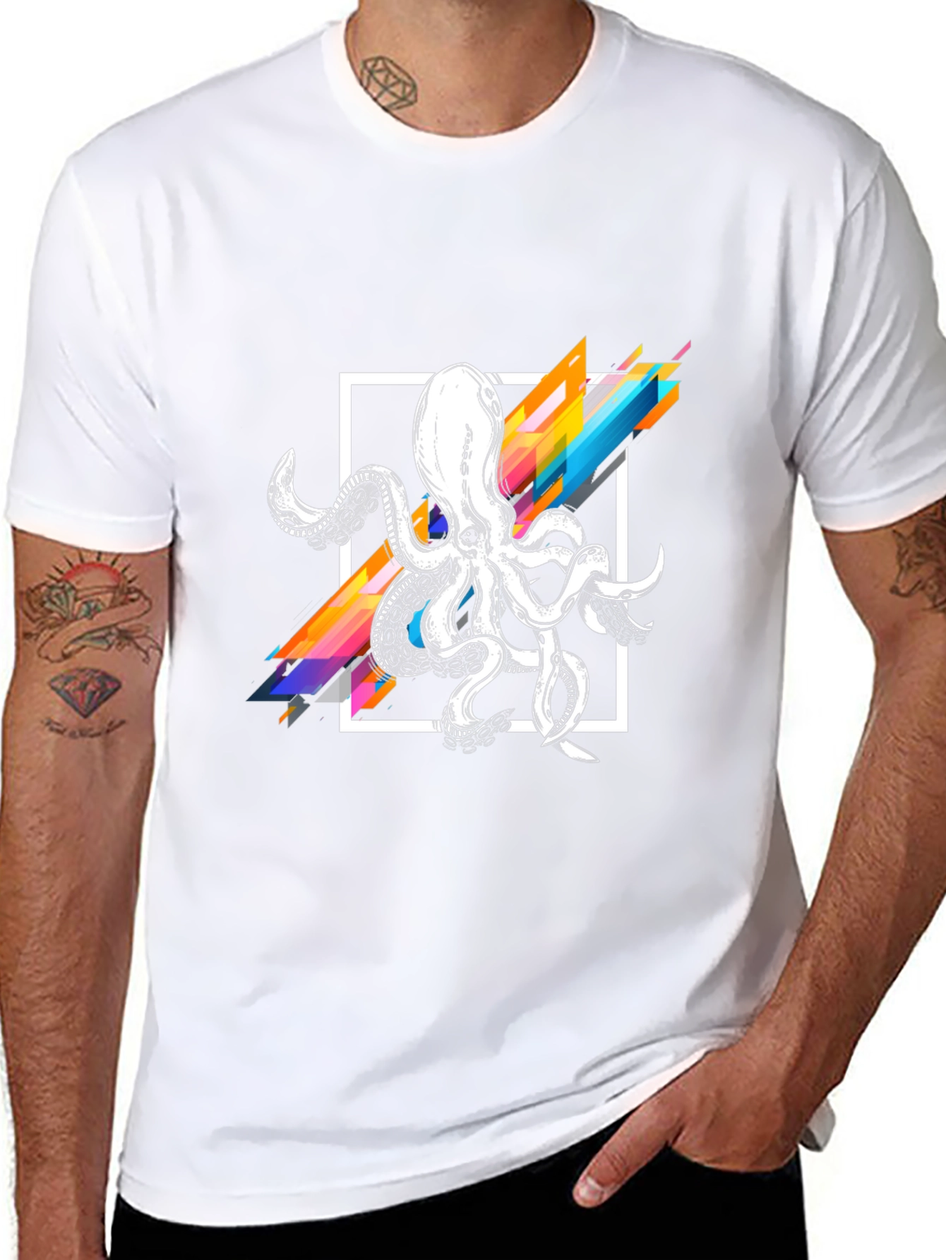 Geometric Octopus Graphic T-Shirt