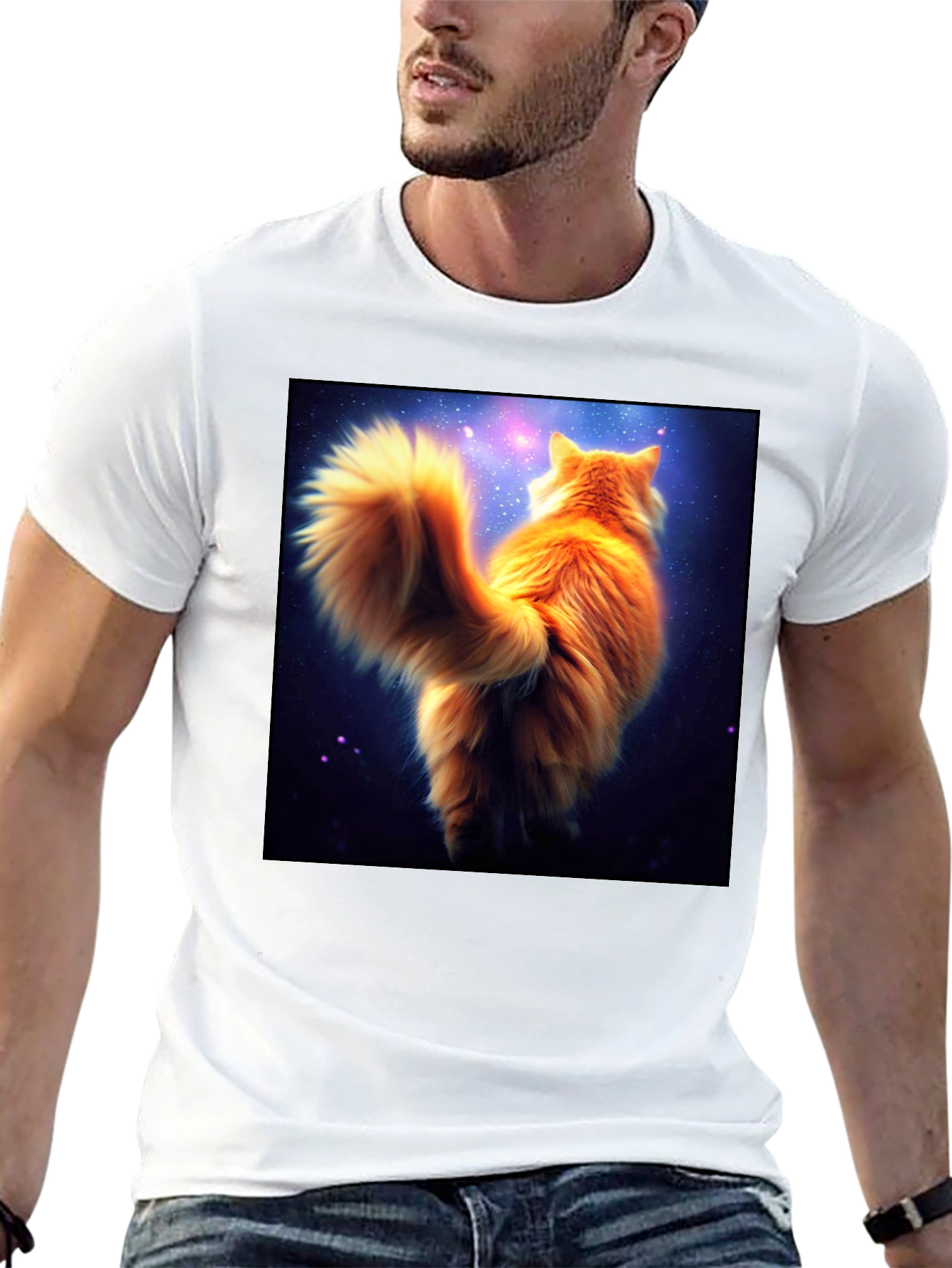 Galaxy Cat T-Shirt - Black Cotton Tee