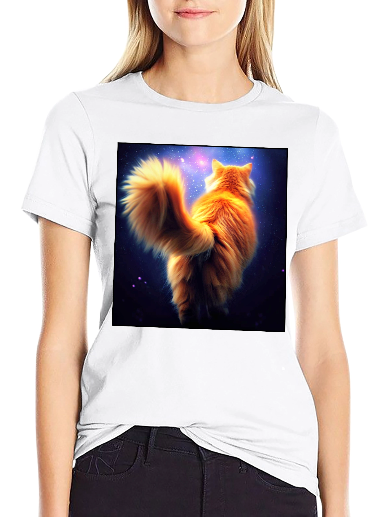 Galaxy Cat T-Shirt - Black Cotton Tee