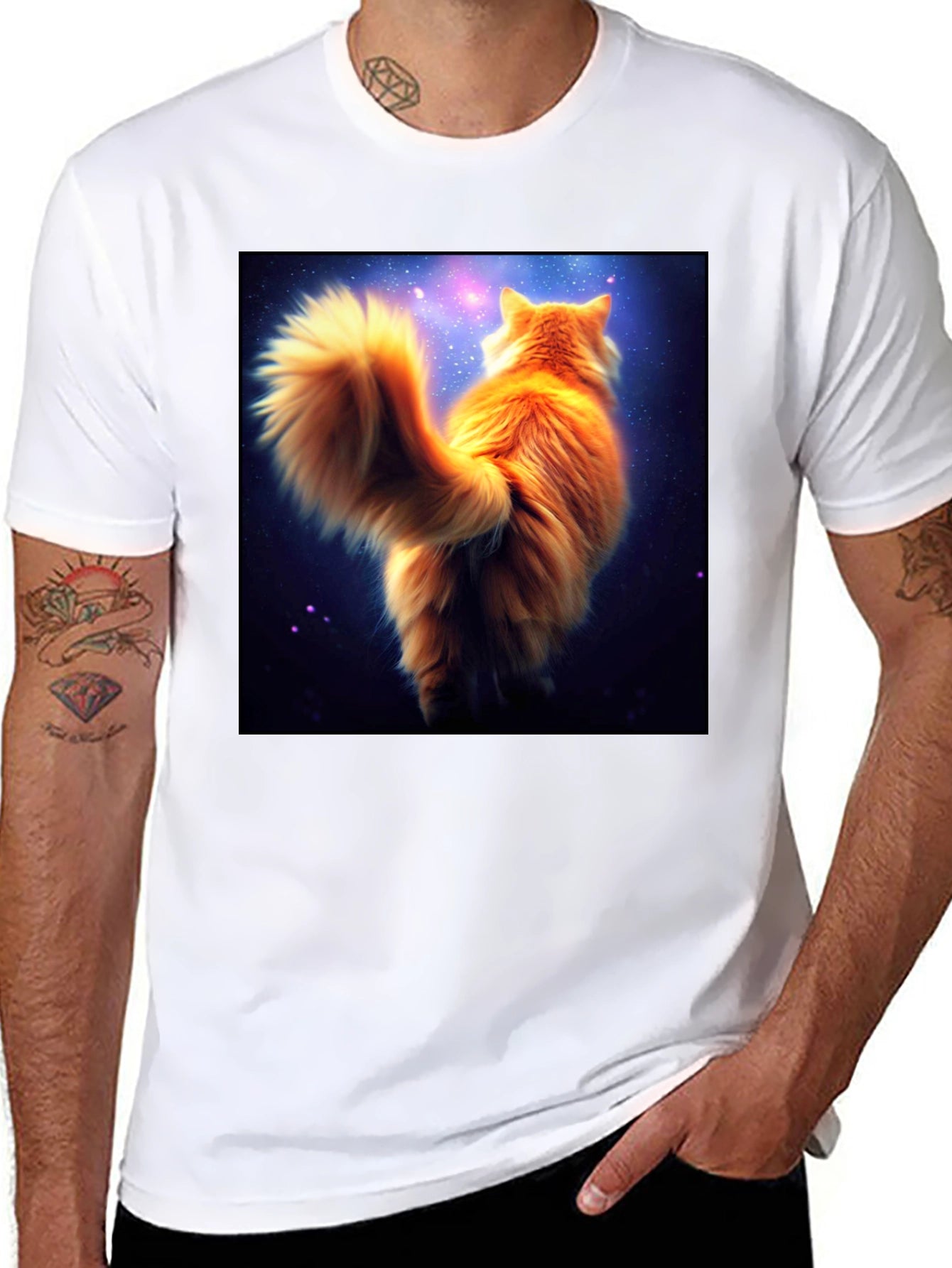 Galaxy Cat T-Shirt - Black Cotton Tee