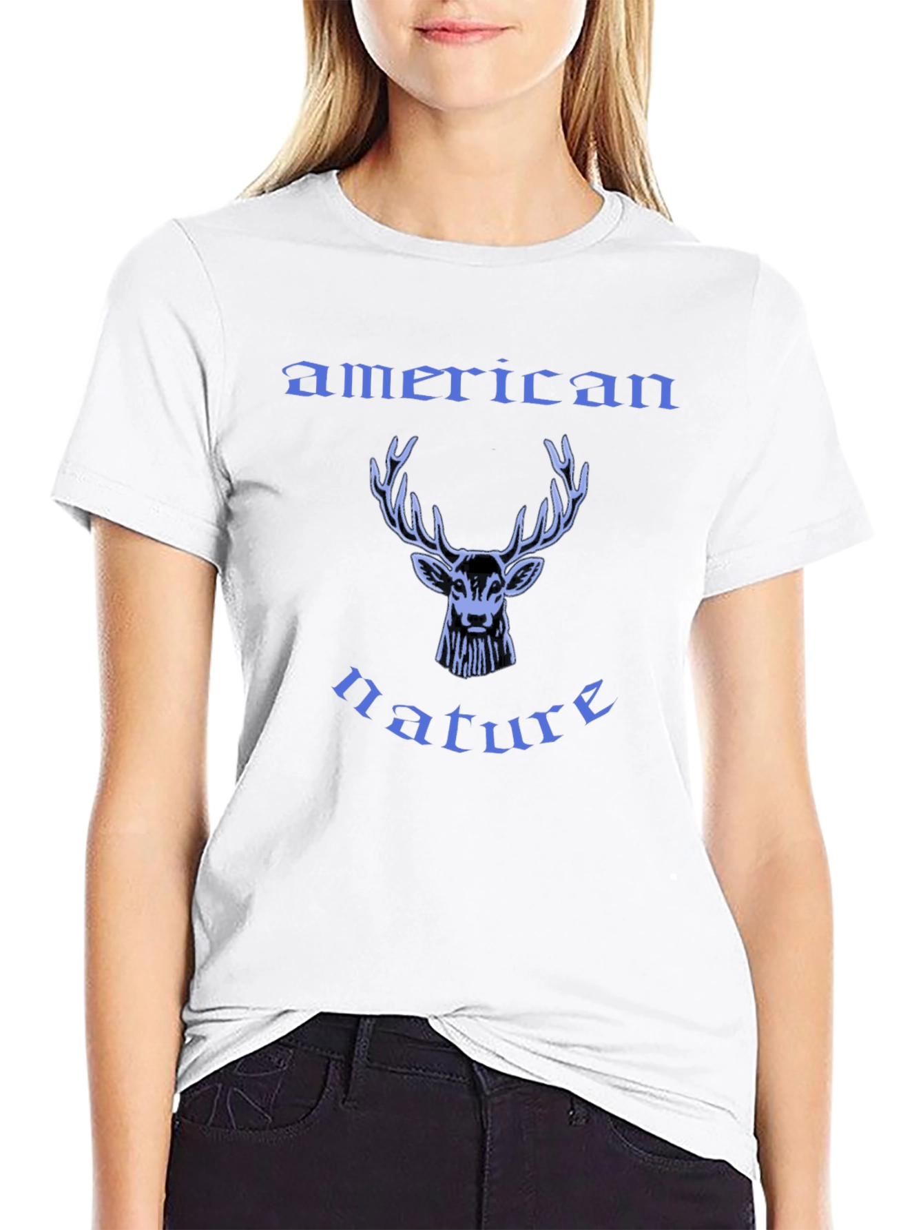 American Nature Deer Graphic Tee - Black