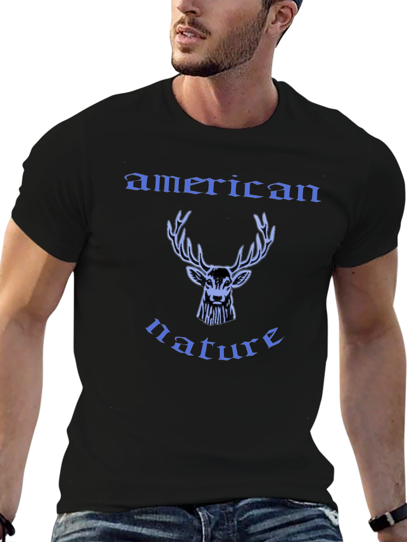 American Nature Deer Graphic Tee - Black