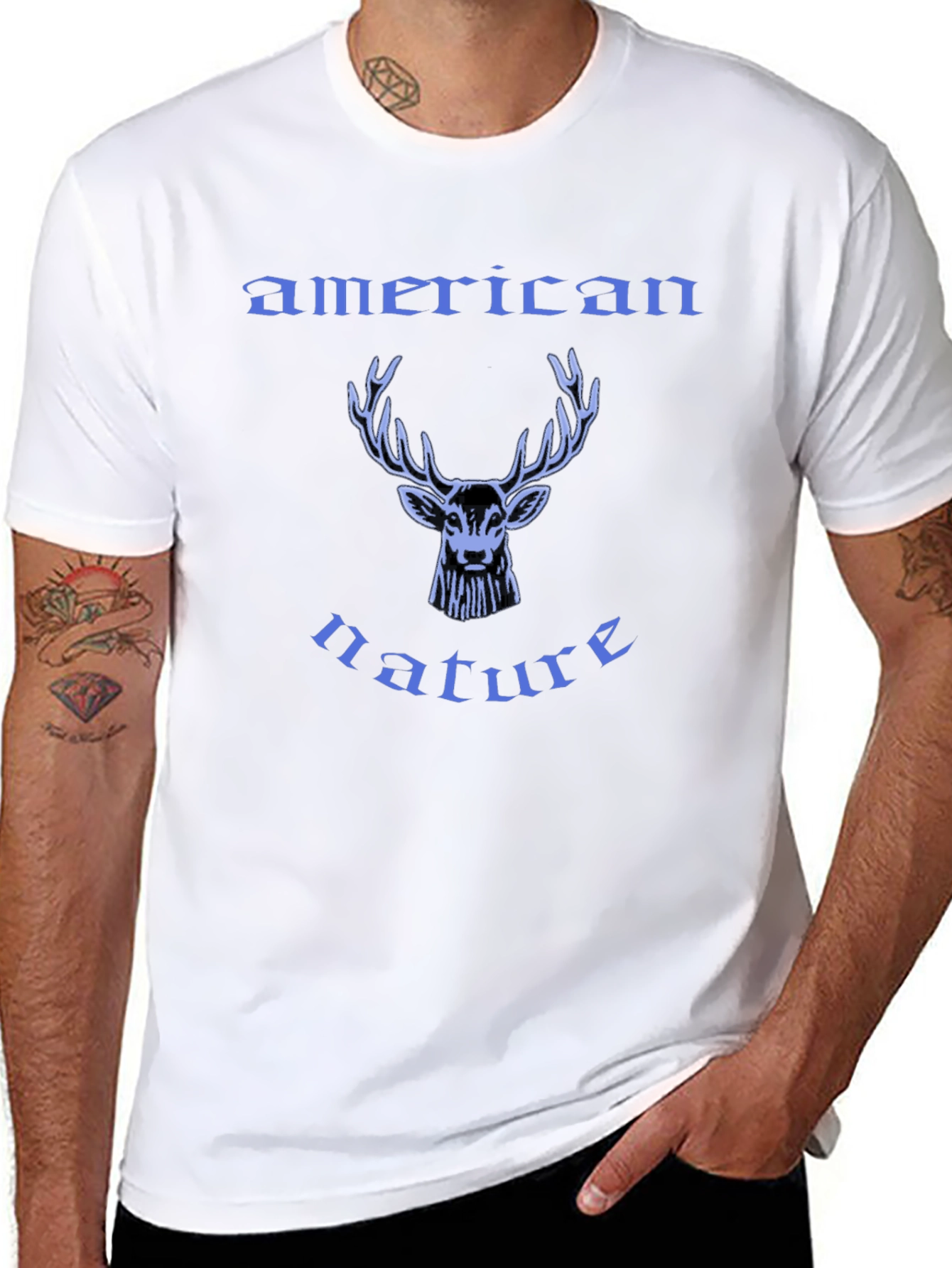 American Nature Deer Graphic Tee - Black