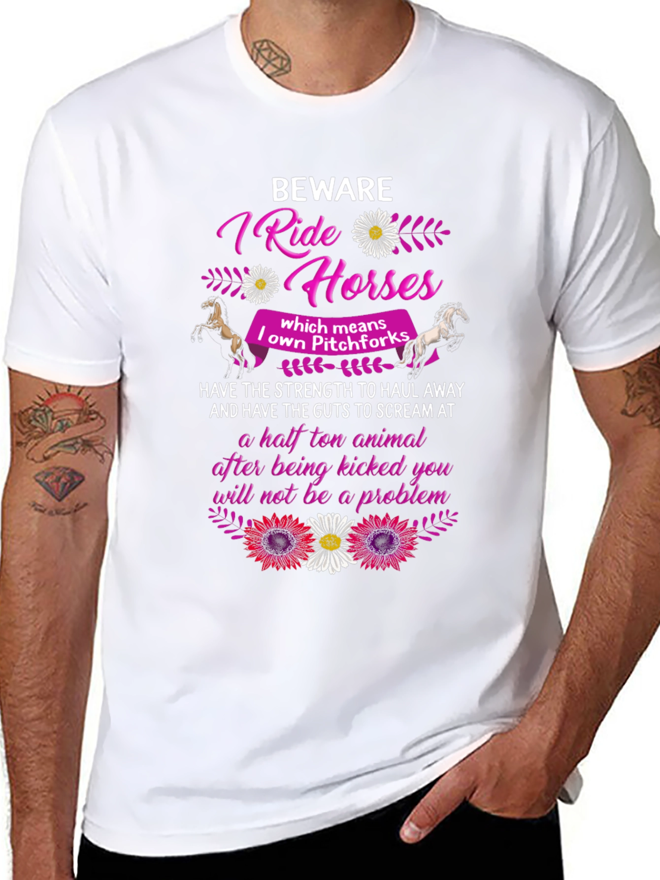 Beware I Ride Horses T-Shirt