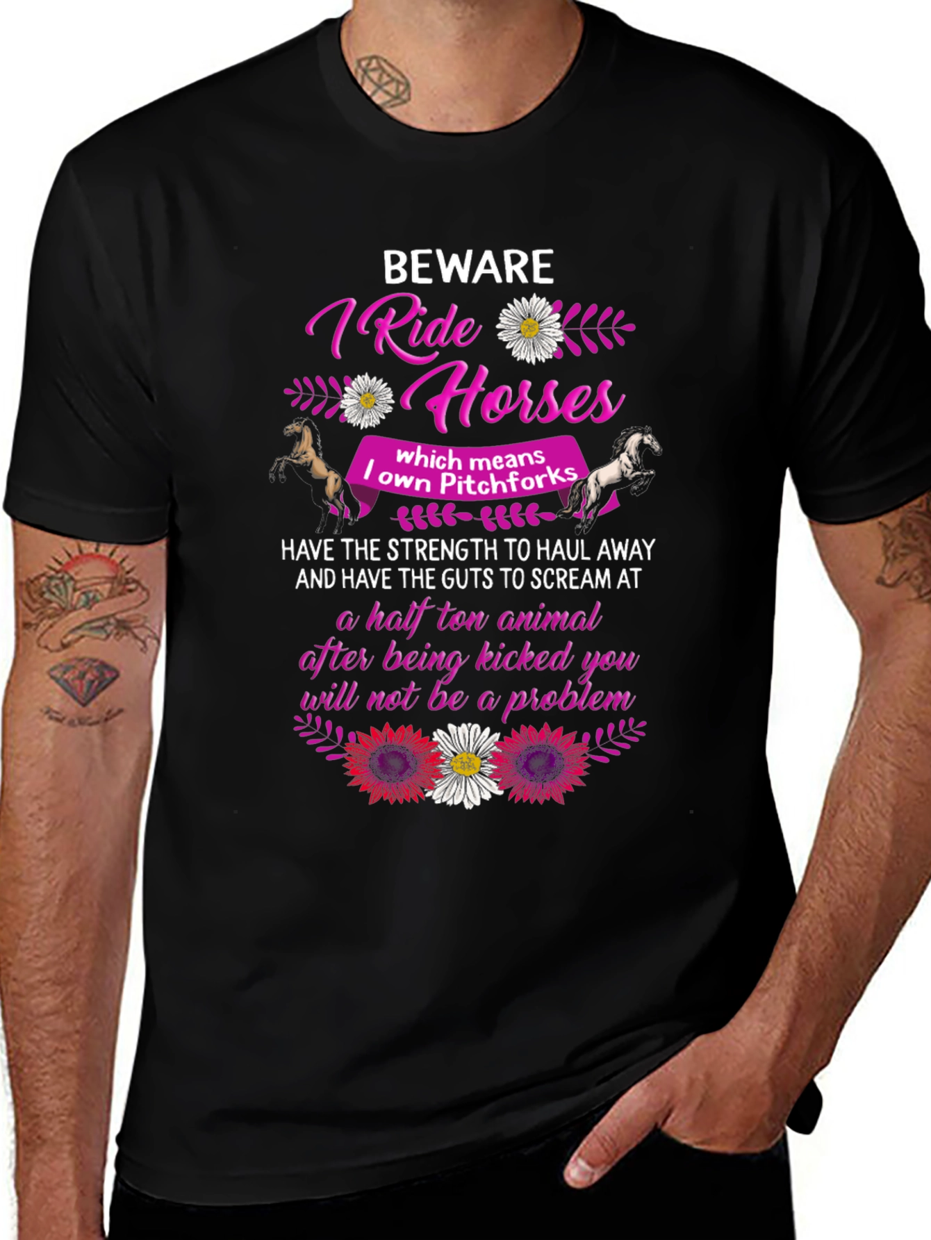 Beware I Ride Horses T-Shirt