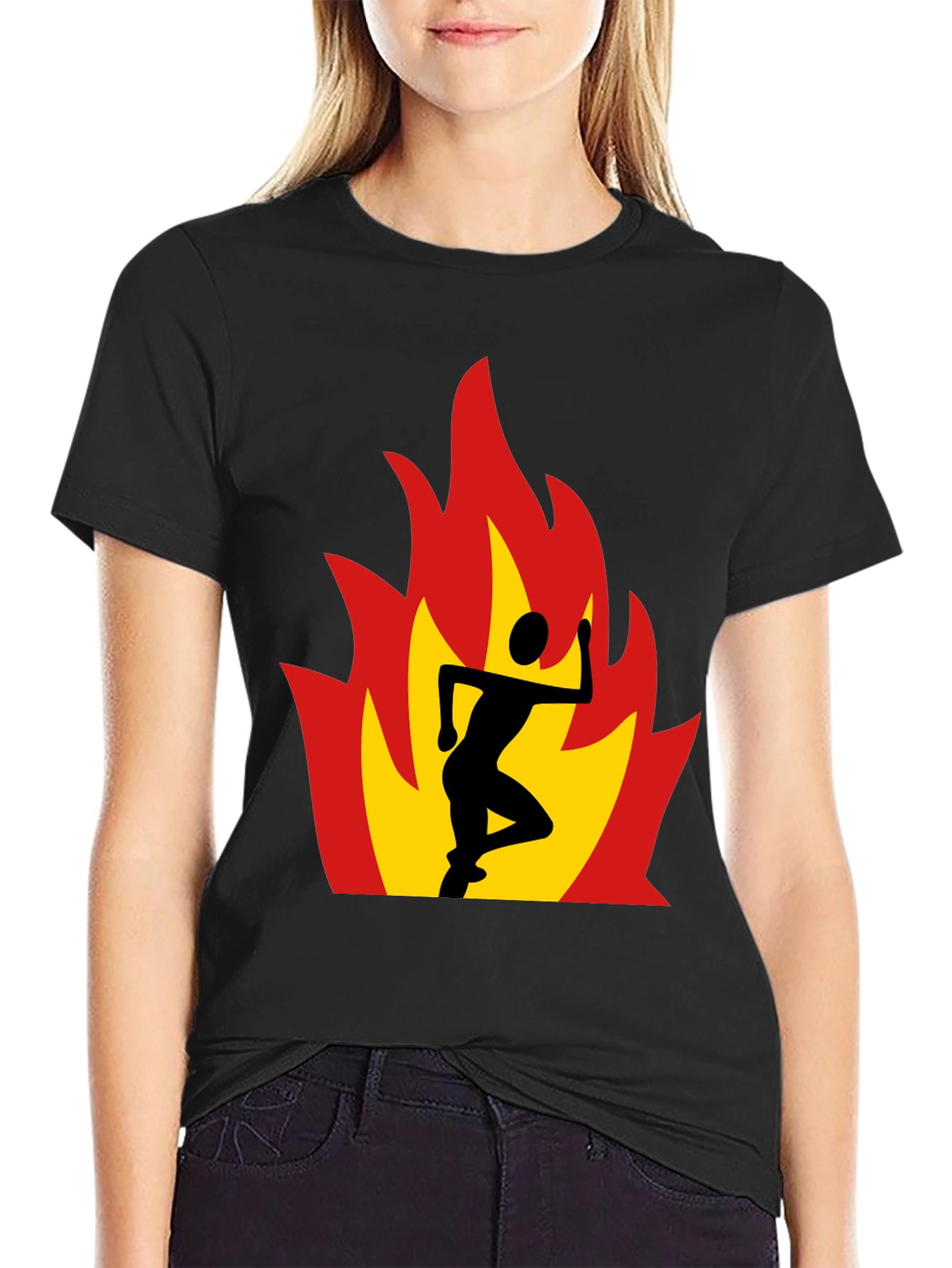 Flaming Runner Graphic Tee - Black