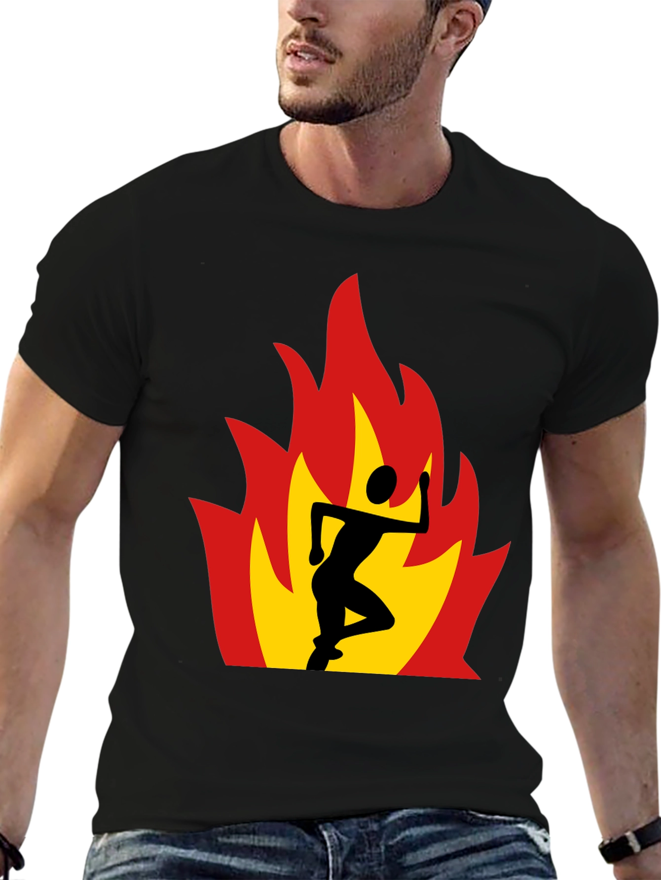 Flaming Runner Graphic Tee - Black