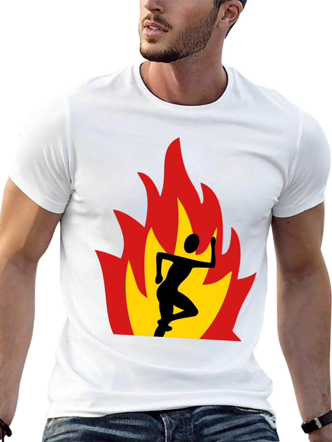 Flaming Runner Graphic Tee - Black