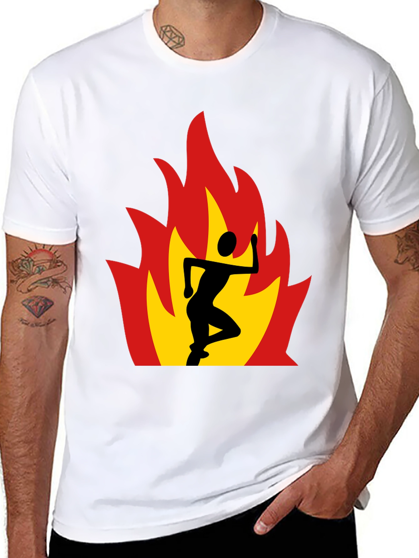 Flaming Runner Graphic Tee - Black