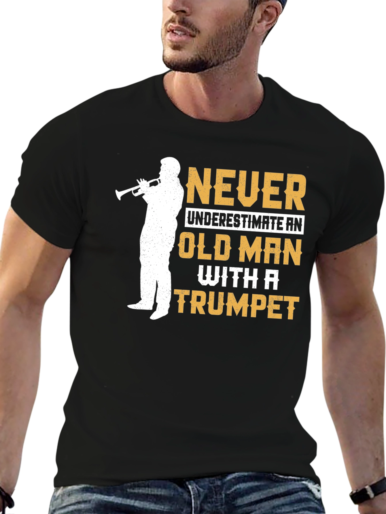 Never Underestimate Old Man Trumpet T-Shirt