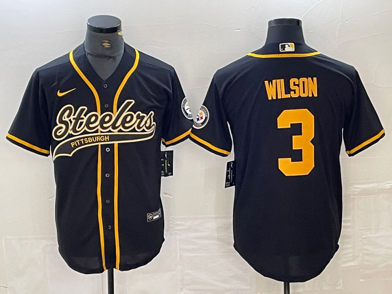 Men's Pittsburgh Steelers Russell Wilson #3 Black Player Jerseys Joint Edition