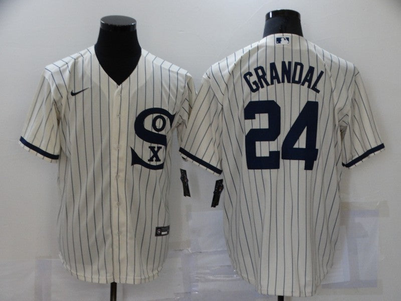 Men's Chicago White Sox Yasmani Grandal #24 Beige Replica Baseball Jerseys