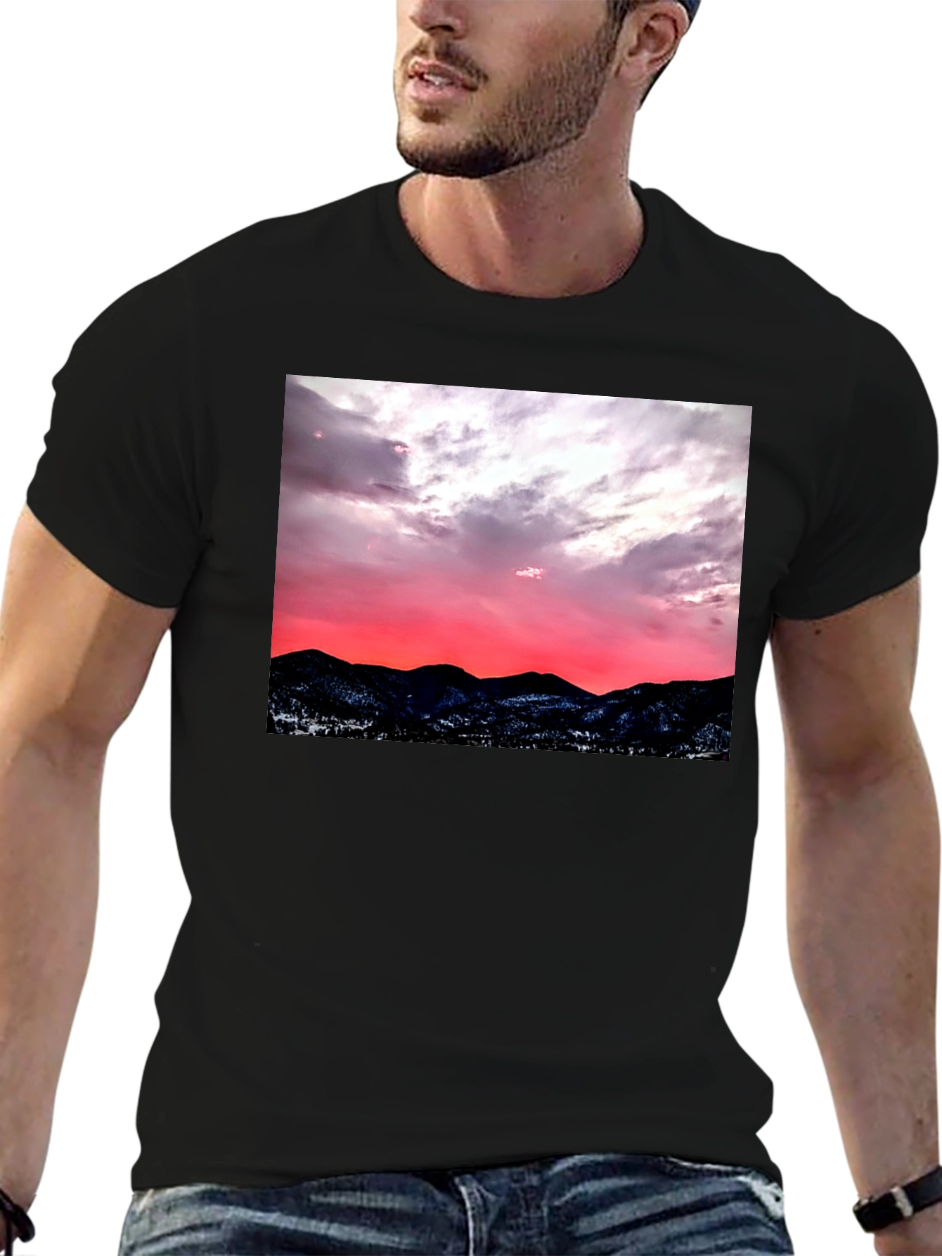 Sunset Mountain Graphic Tee - Black
