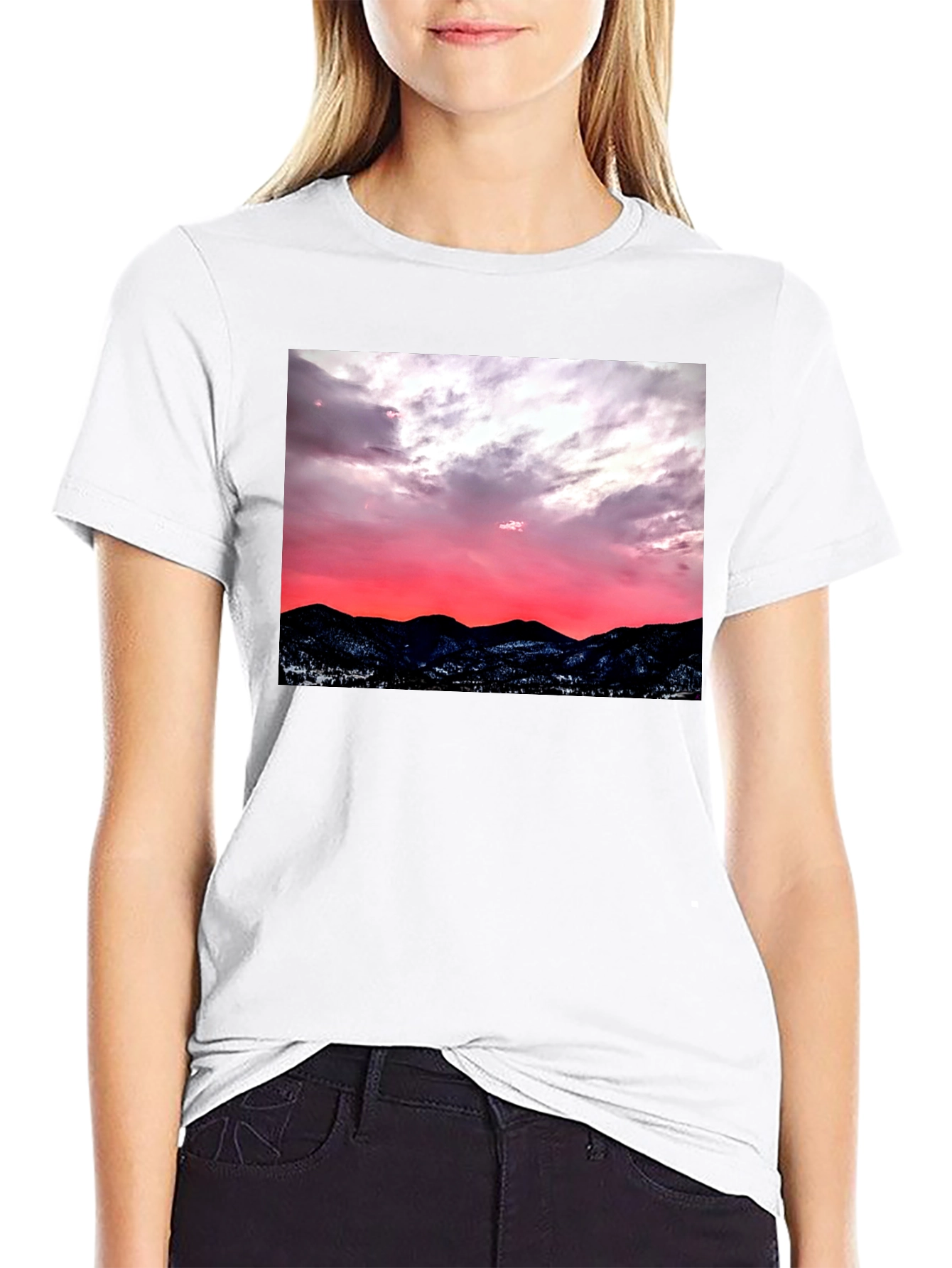 Sunset Mountain Graphic Tee - Black