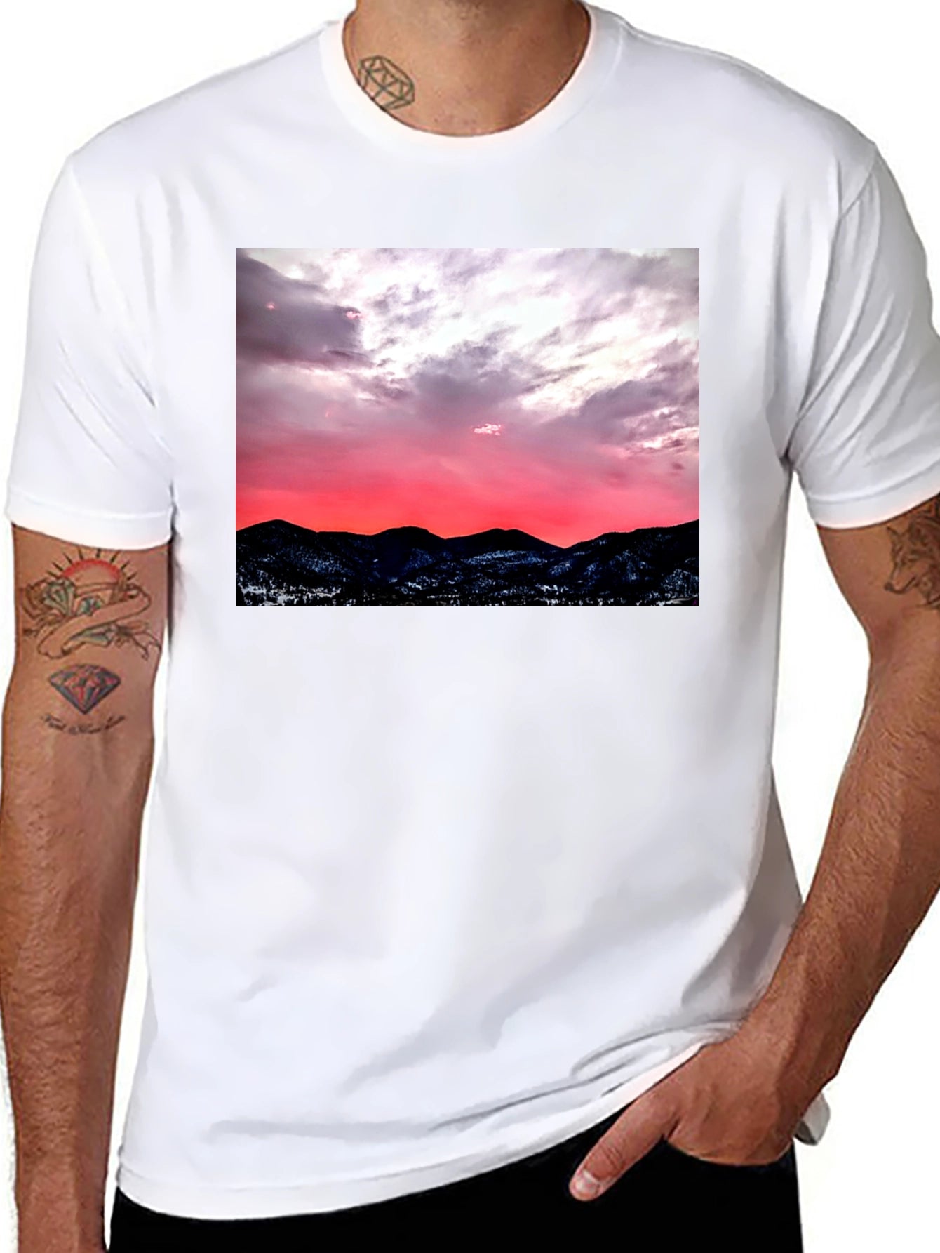 Sunset Mountain Graphic Tee - Black