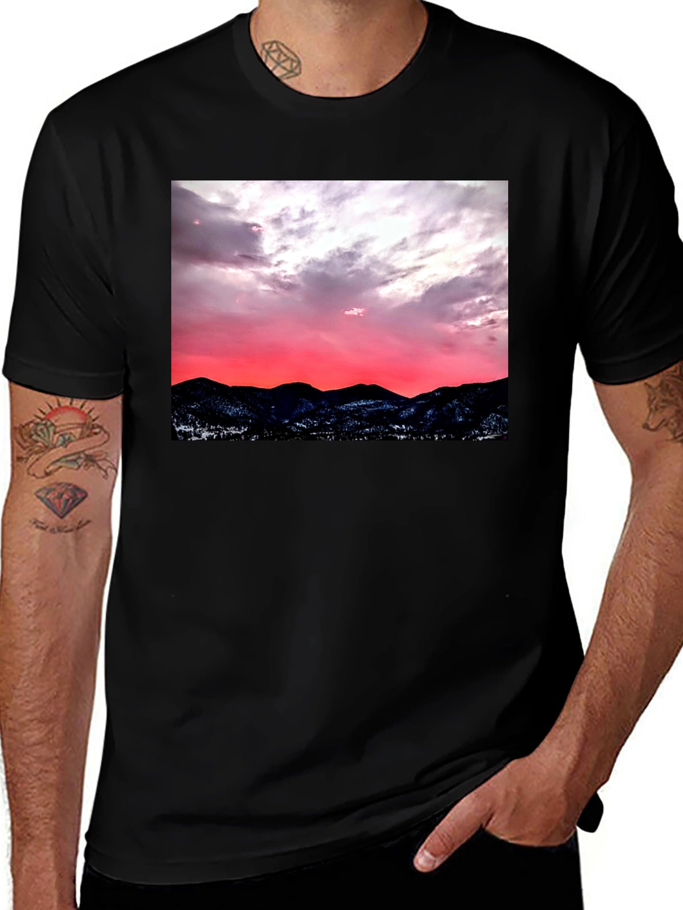 Sunset Mountain Graphic Tee - Black