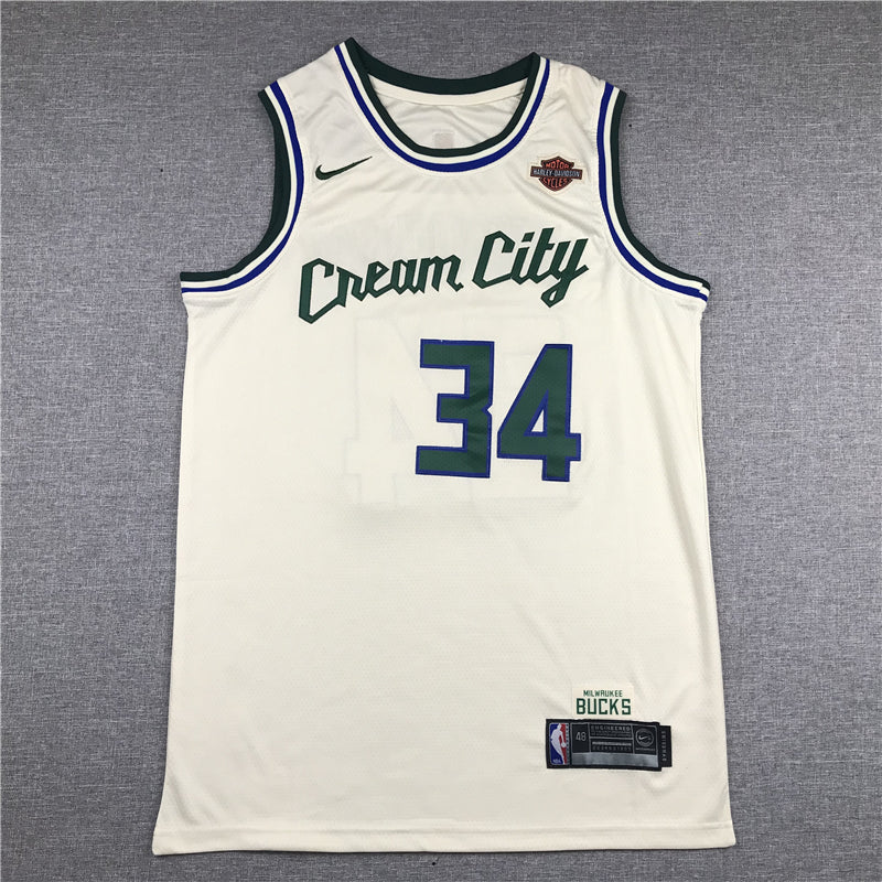 Men's Milwaukee Bucks Giannis Antetokounmpo #34 White Replica Player Jerseys