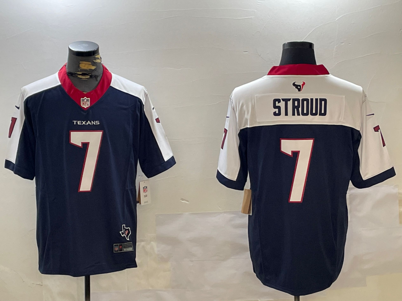 Men's Houston Texans C.J. Stroud #7 Navy Team Game Jerseys