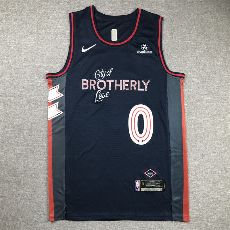 Men's Philadelphia 76ers Tyrese Maxey #0 Navy 2023/24 Swingman Jerseys - City Edition