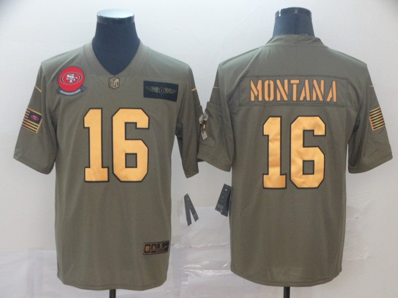 Men's San Francisco 49ers Joe Montana #16 Brown Authentic Game Jerseys