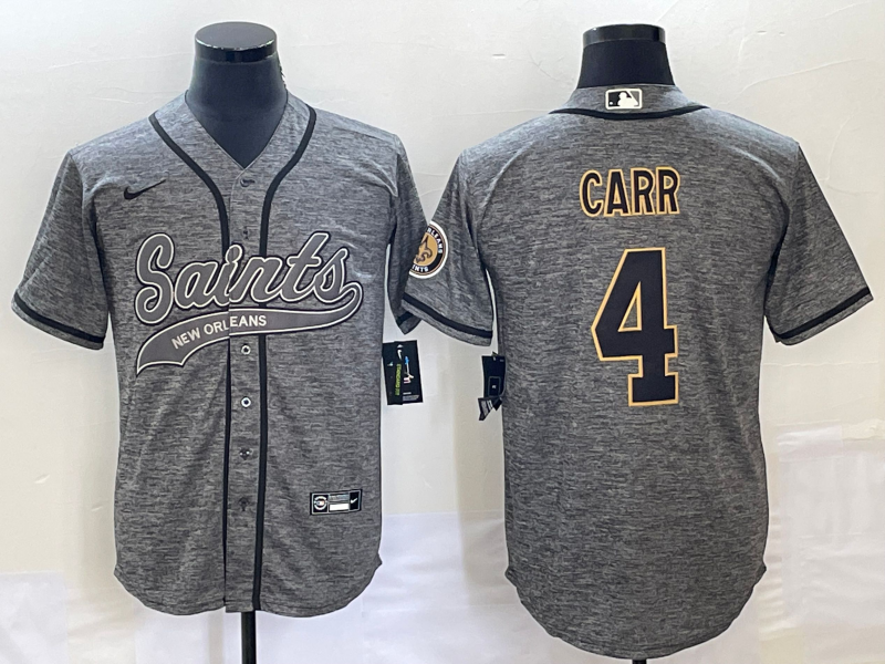 Men's New Orleans Saints Derek Carr #4 Gray Game Jerseys Joint Edition