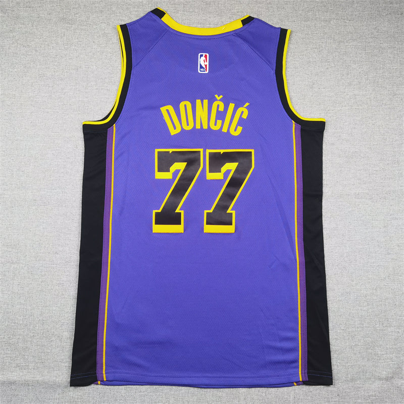 Men's Los Angeles Lakers Luka Doncic #77 Purple Swingman Jerseys - Statement Edition